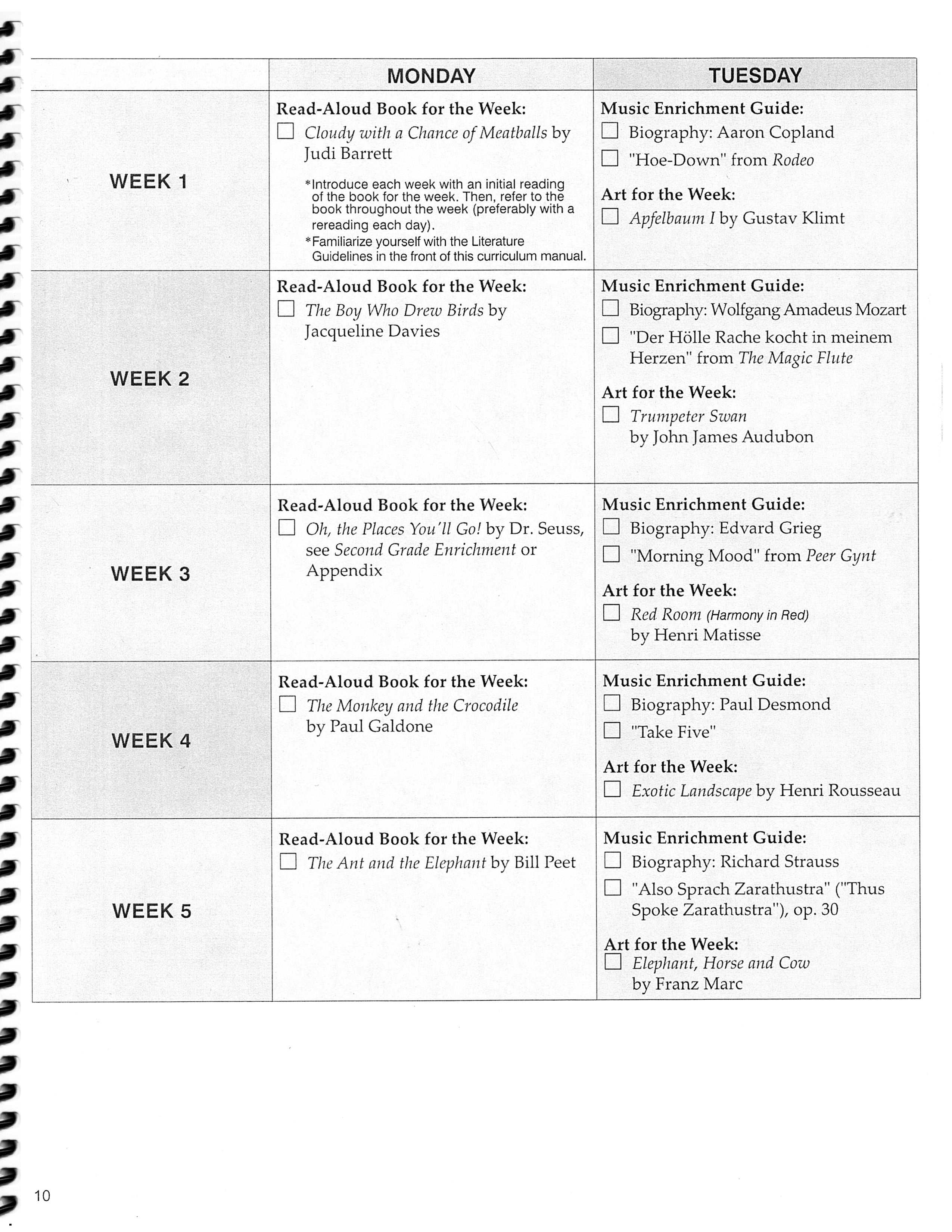 Second Grade Enrichment Lesson Plans (Charter  Version)