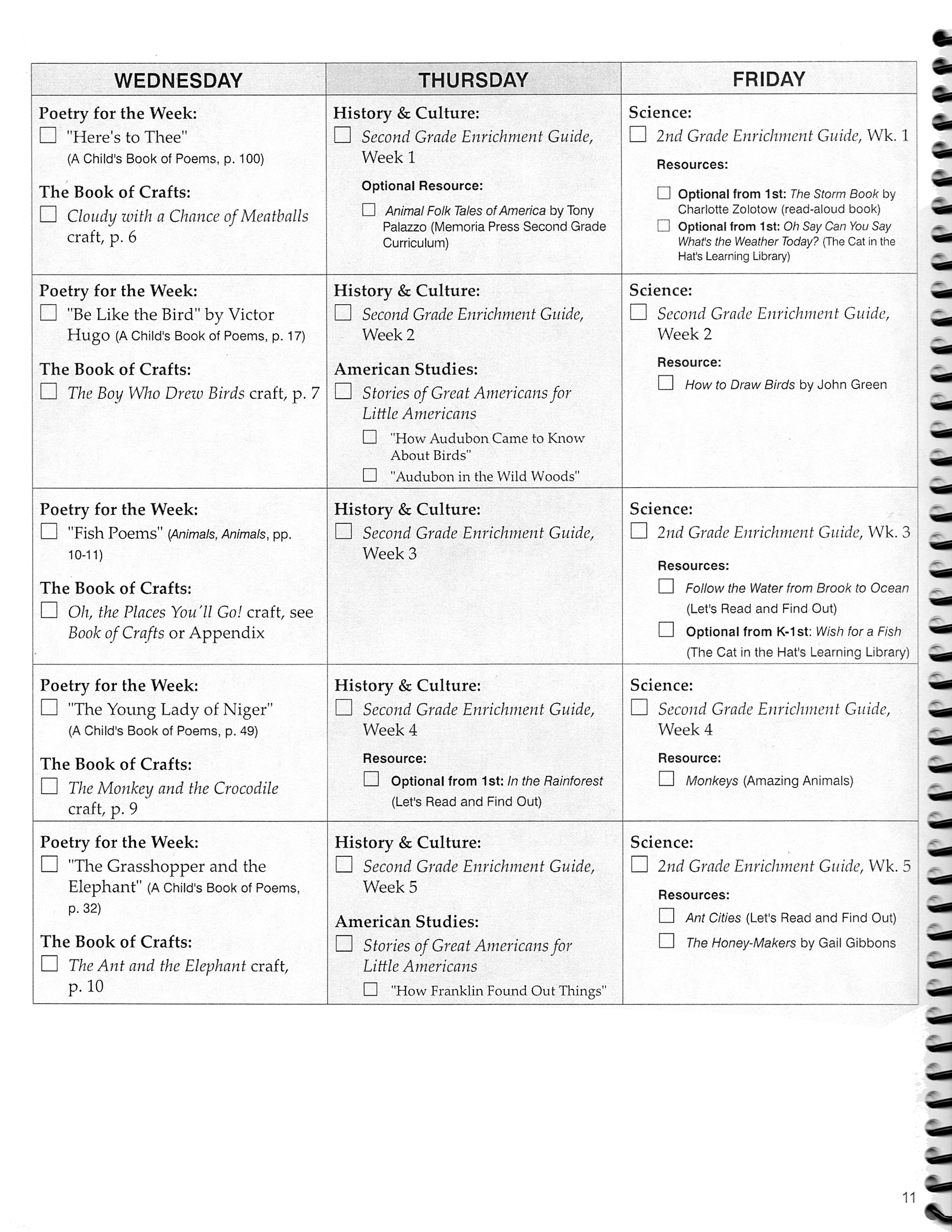 Second Grade Enrichment Lesson Plans (Charter  Version)