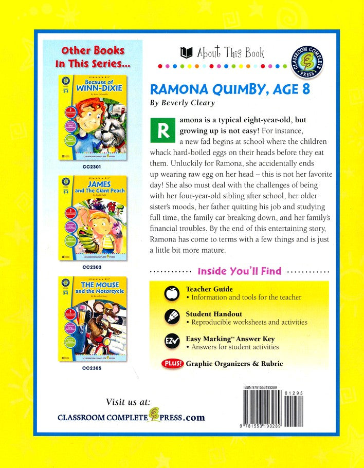 Ramona Quimby, Age 8 (Beverly Cleary) Literature Kit