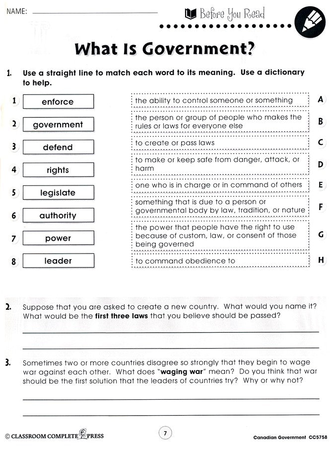 Canadian Government Grades 5-8