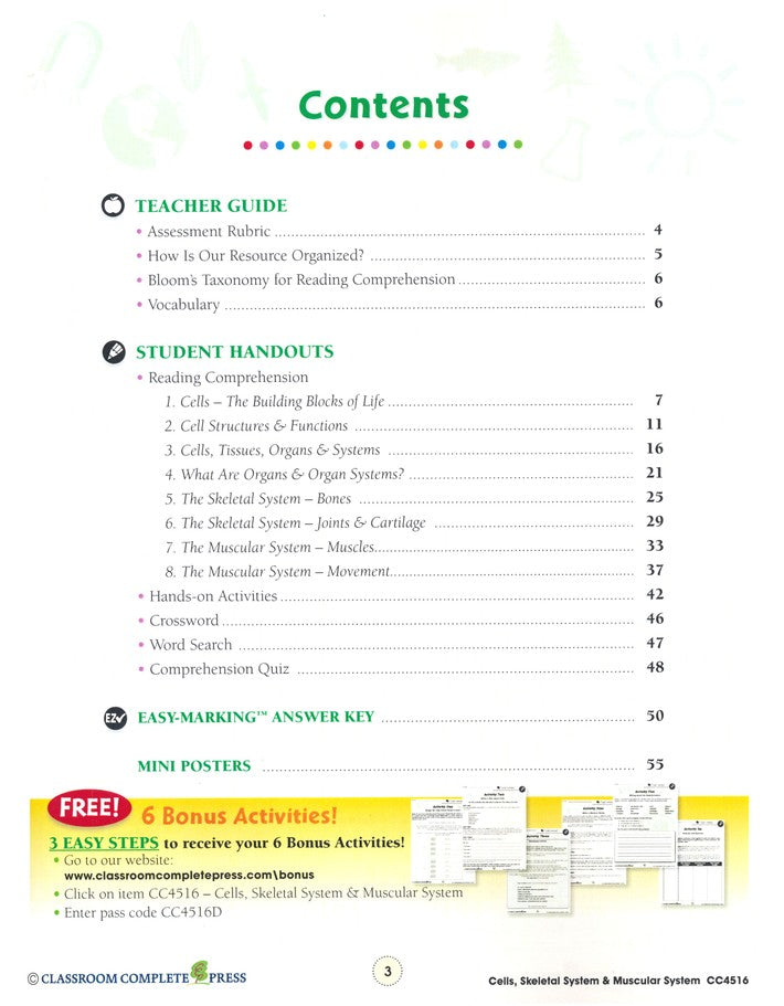 Cells, Skeletal & Muscular Systems Grades 5-8