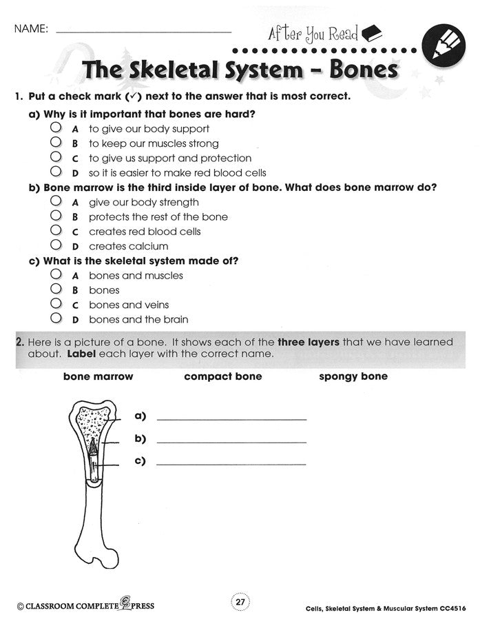 Cells, Skeletal & Muscular Systems Grades 5-8