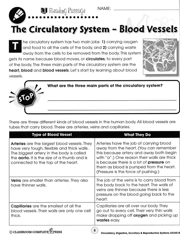 Circulatory, Digestive & Reproductive Systems Grades 5-8