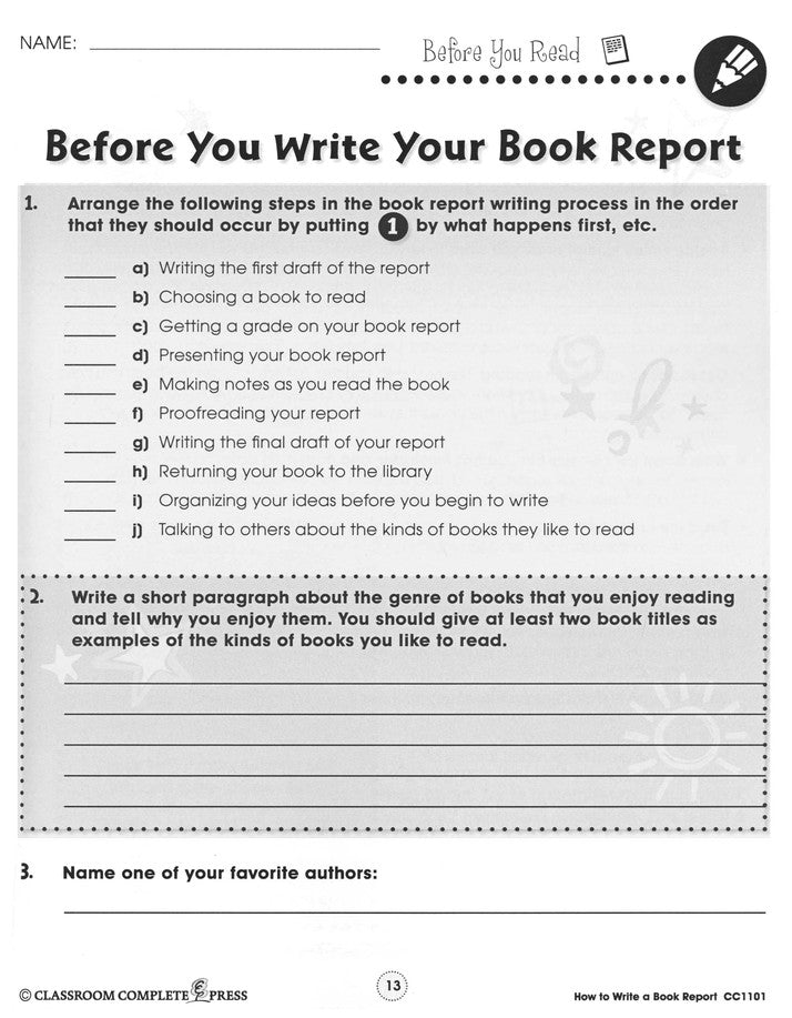 How to Write a Book Report Grades 5-8