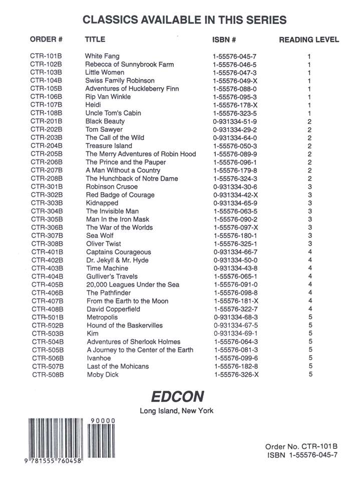 White Fang Edcon Workbook, Level 1