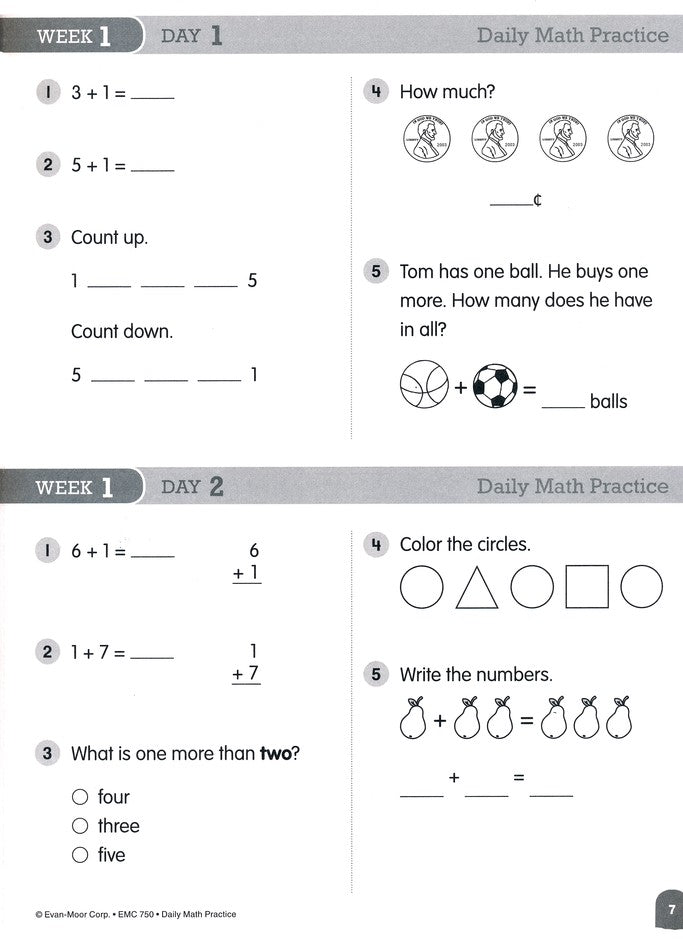 Daily Math Practice, Grade 1 Teacher's Edition