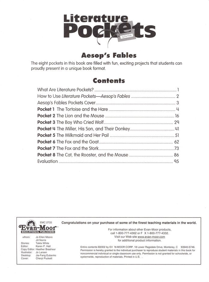 Literature Pockets: Aesop's Fables, Grades 2-3