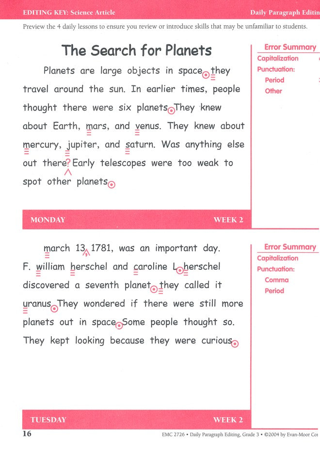 Daily Paragraph Editing, Grade 3