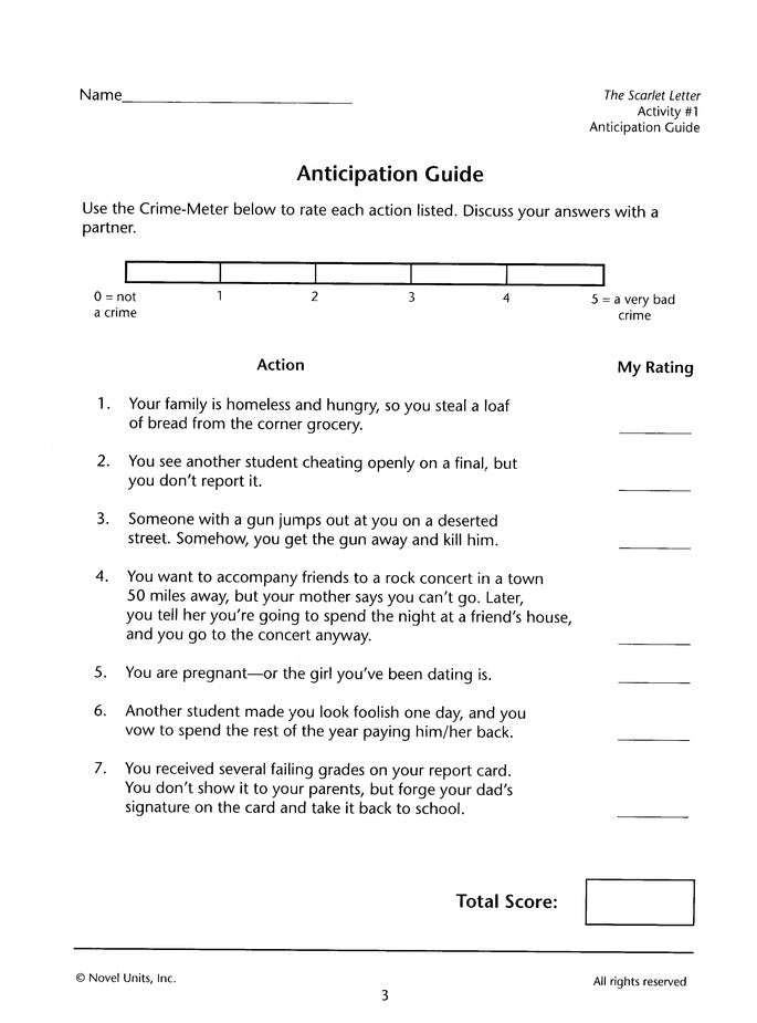 The Scarlet Letter, Novel Units Student Packet, Grades 9-12