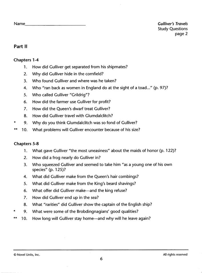 Gulliver's Travels, Novel Units Student Packet, Grades 9-12