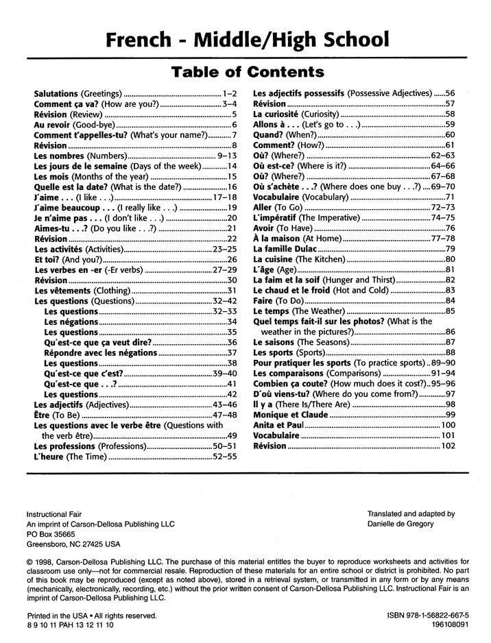 French, Middle/High School Level: 100+ Series