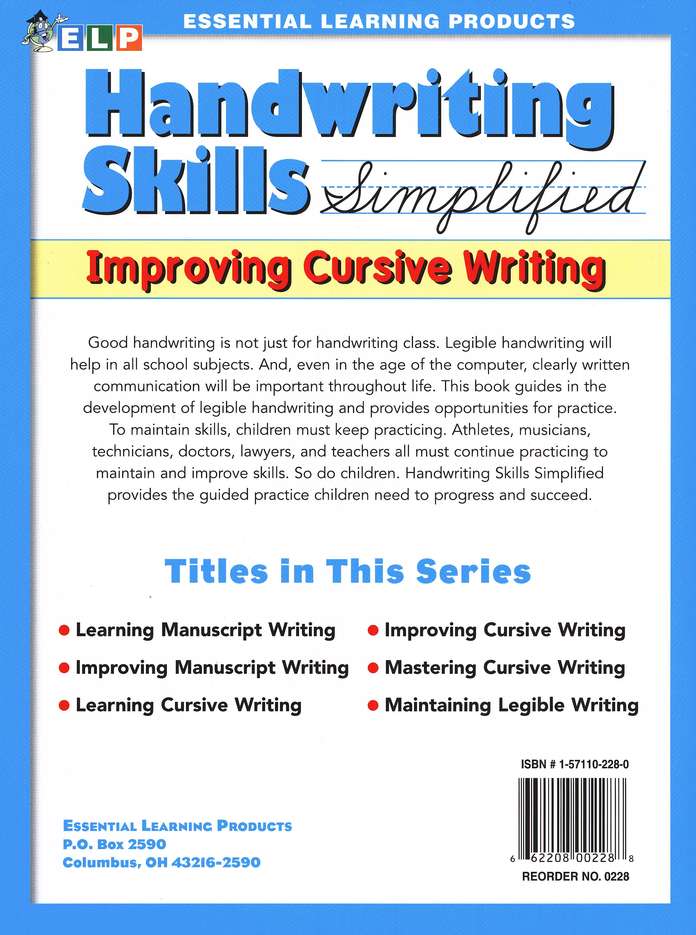 Handwriting Skills Simplified, Level D: Improving Cursive Writing