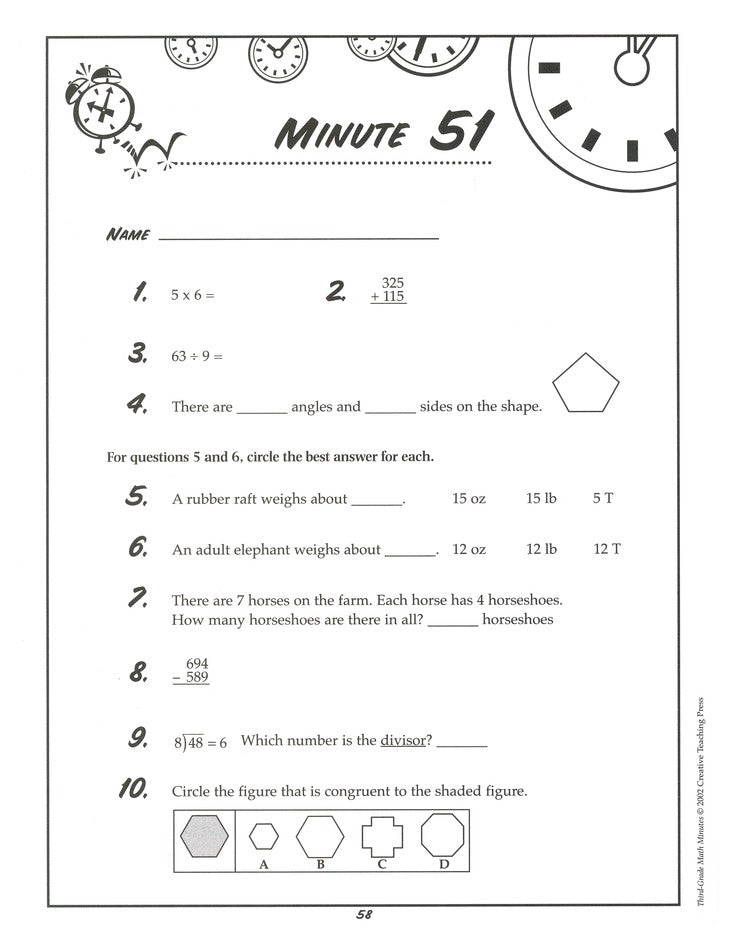 Math Minutes Grade 3