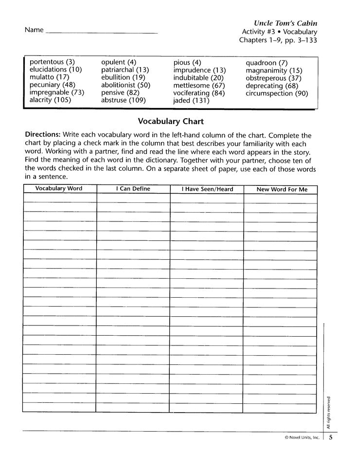 Uncle Tom's Cabin, Novel Units Student Packet, Grades 9-12