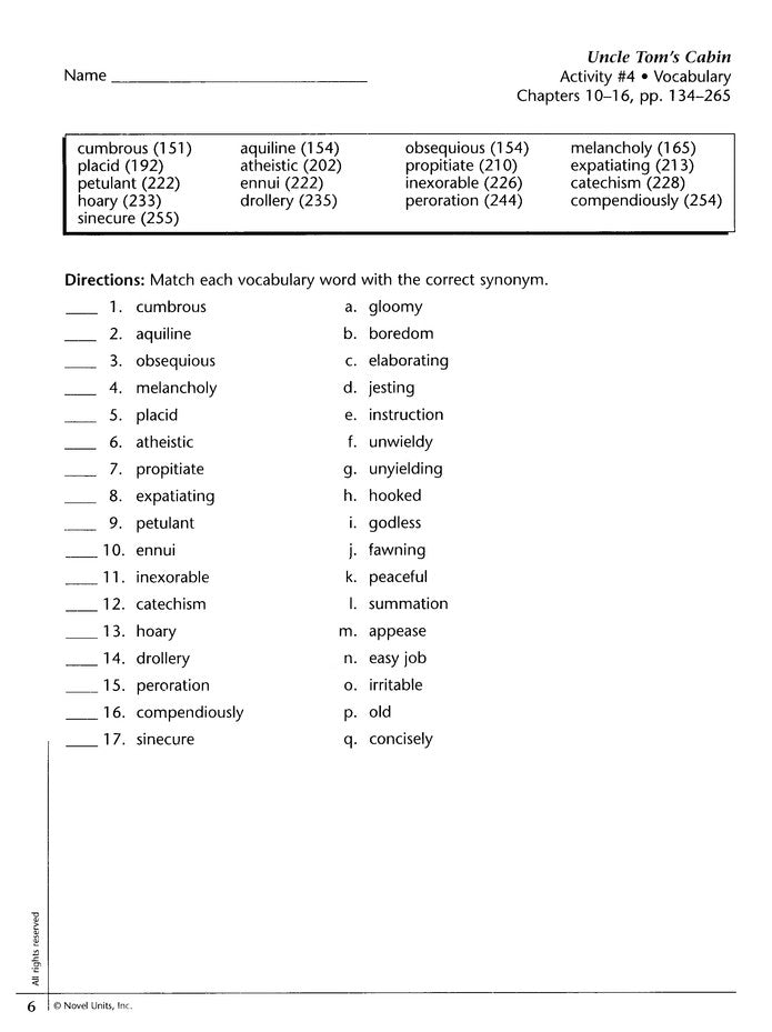 Uncle Tom's Cabin, Novel Units Student Packet, Grades 9-12