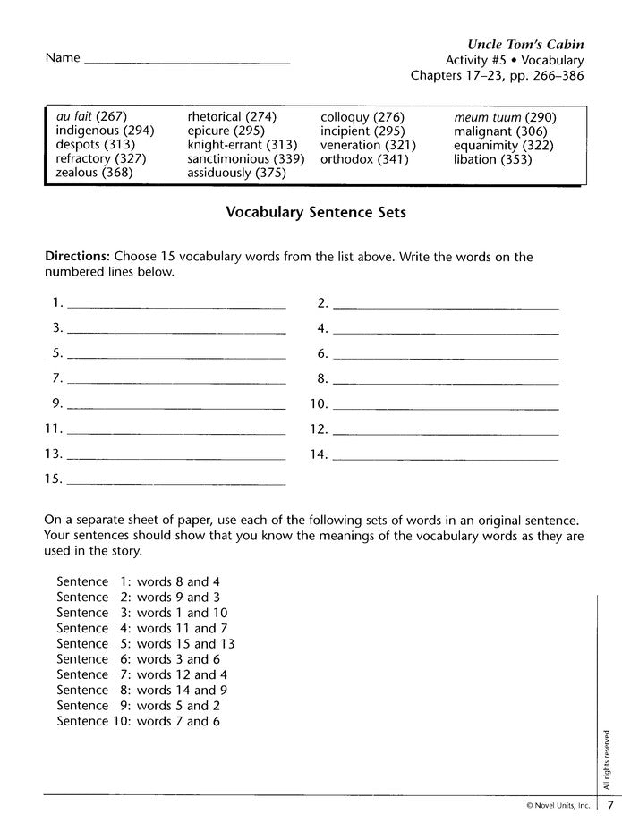 Uncle Tom's Cabin, Novel Units Student Packet, Grades 9-12