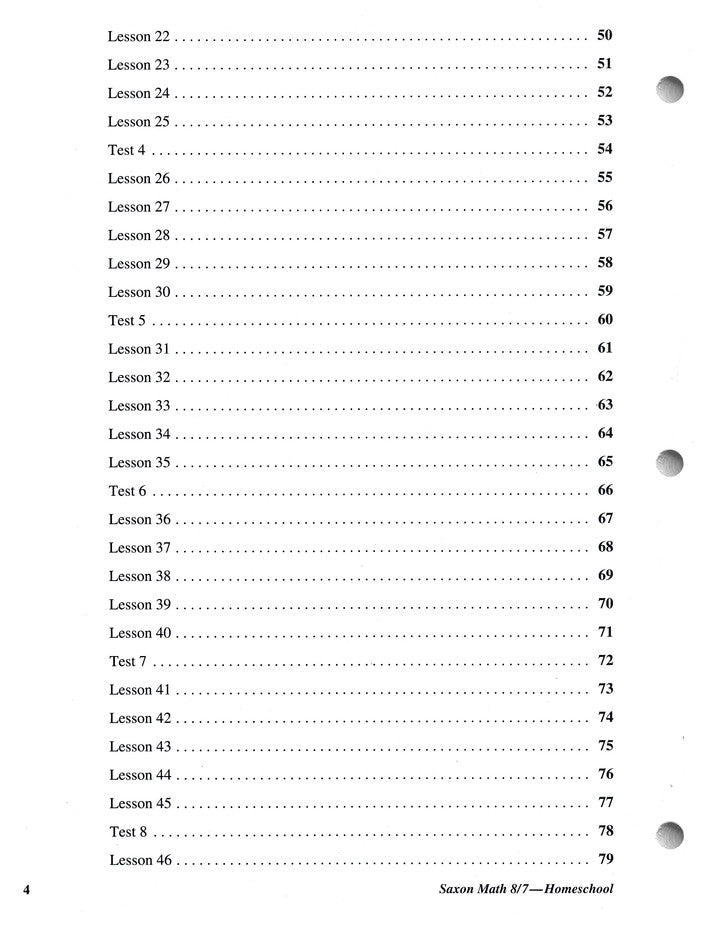 Saxon Math 8/7, 3rd Edition, Tests & Worksheets