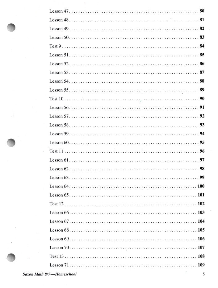 Saxon Math 8/7, 3rd Edition, Tests & Worksheets