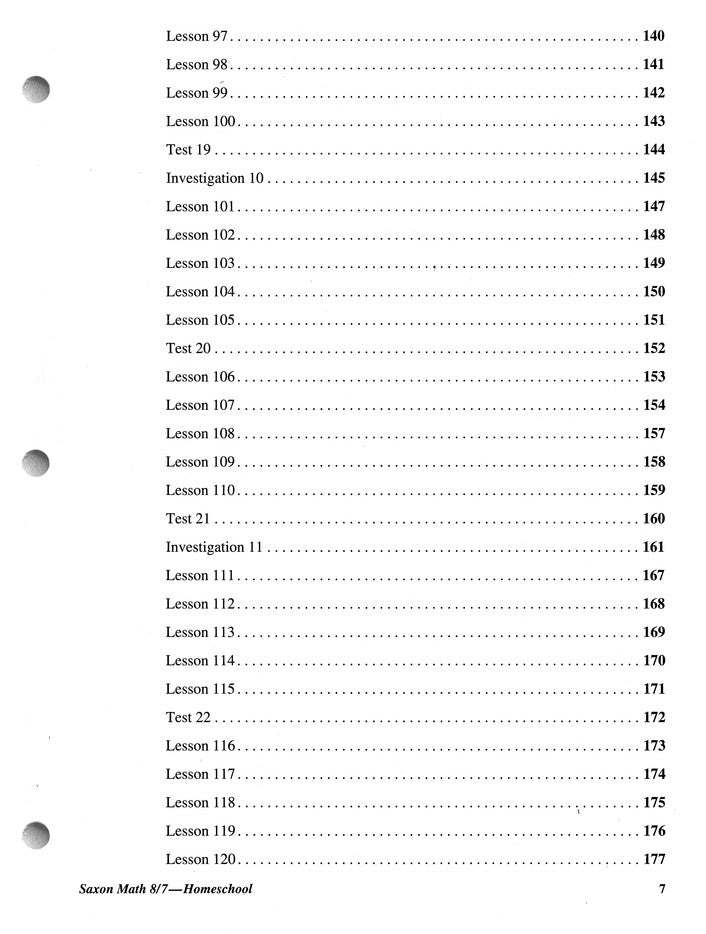 Saxon Math 8/7, 3rd Edition, Tests & Worksheets