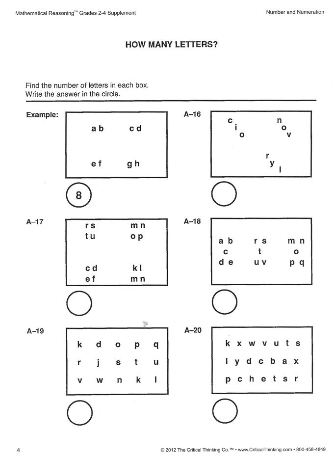 Mathematical Reasoning Grades 2-4 Supplement