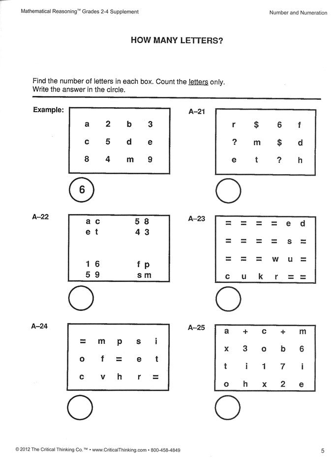 Mathematical Reasoning Grades 2-4 Supplement