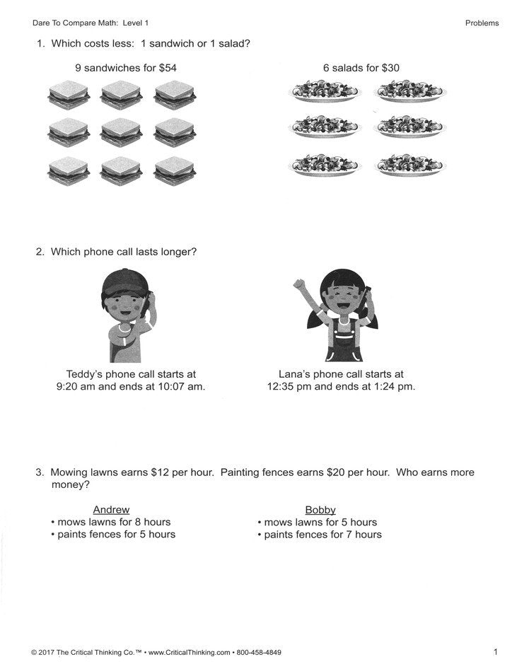 Dare to Compare Math Level 1