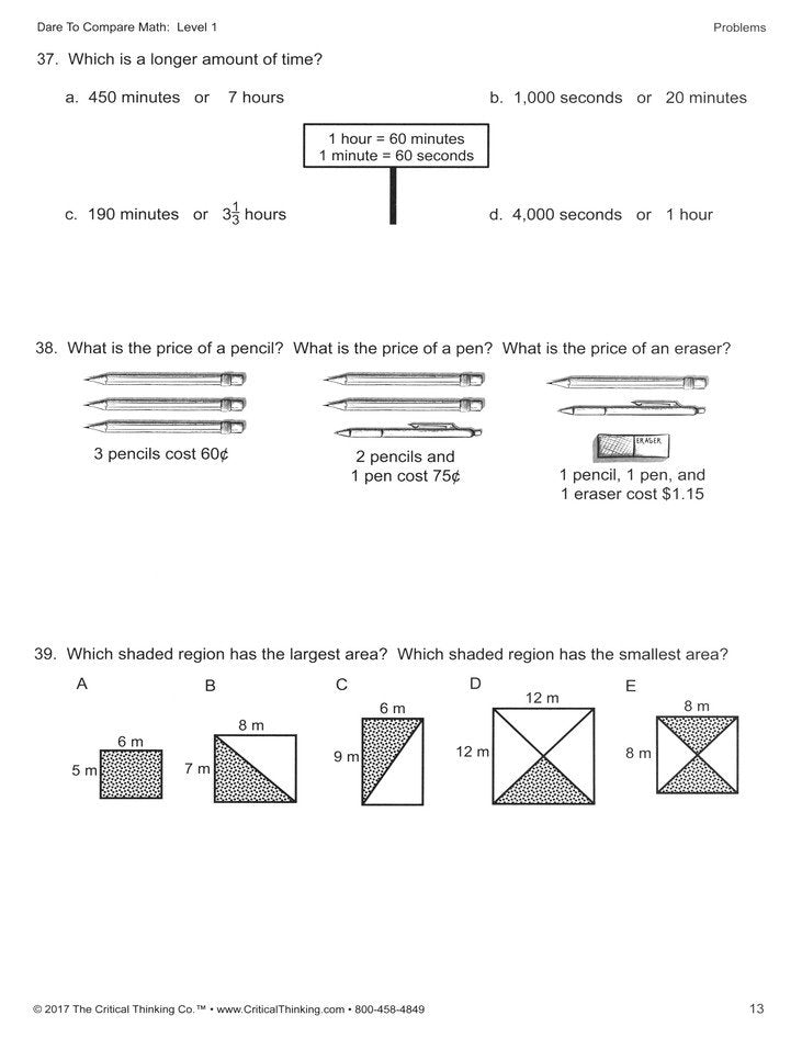 Dare to Compare Math Level 1