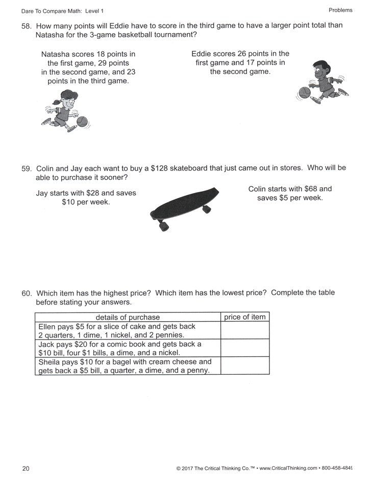 Dare to Compare Math Level 1