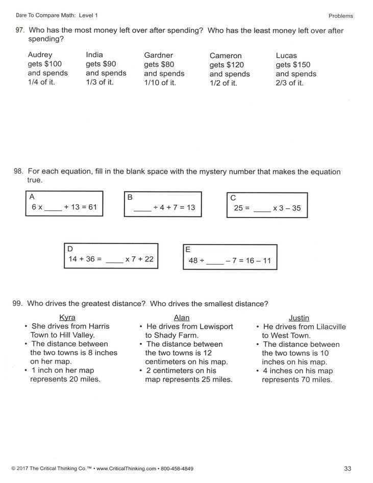 Dare to Compare Math Level 1