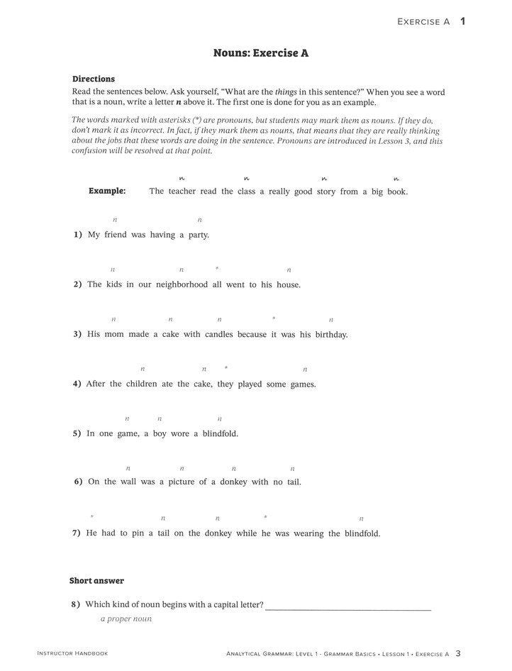 Analytical Grammar Level 1: Grammar Basics Instructor Handbook