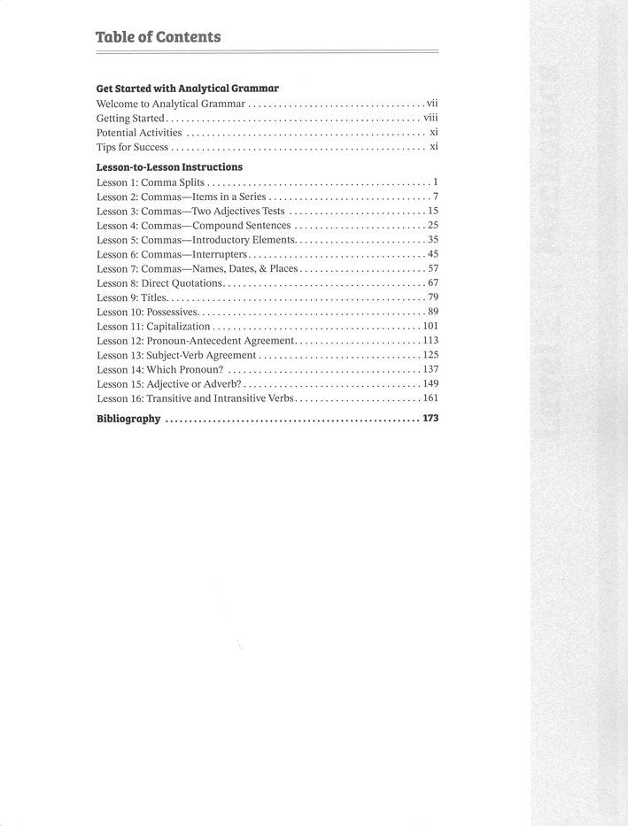 Analytical Grammar Level 2: Mechanics Instructor Handbook