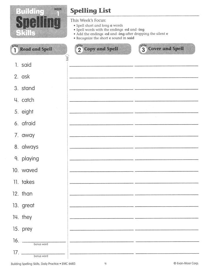 Building Spelling Skills, Grade 3 Student Workbook