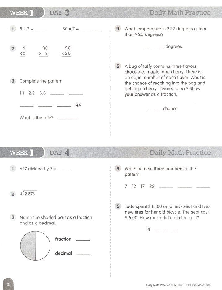 Daily Math Practice, Grade 5 Student Workbook