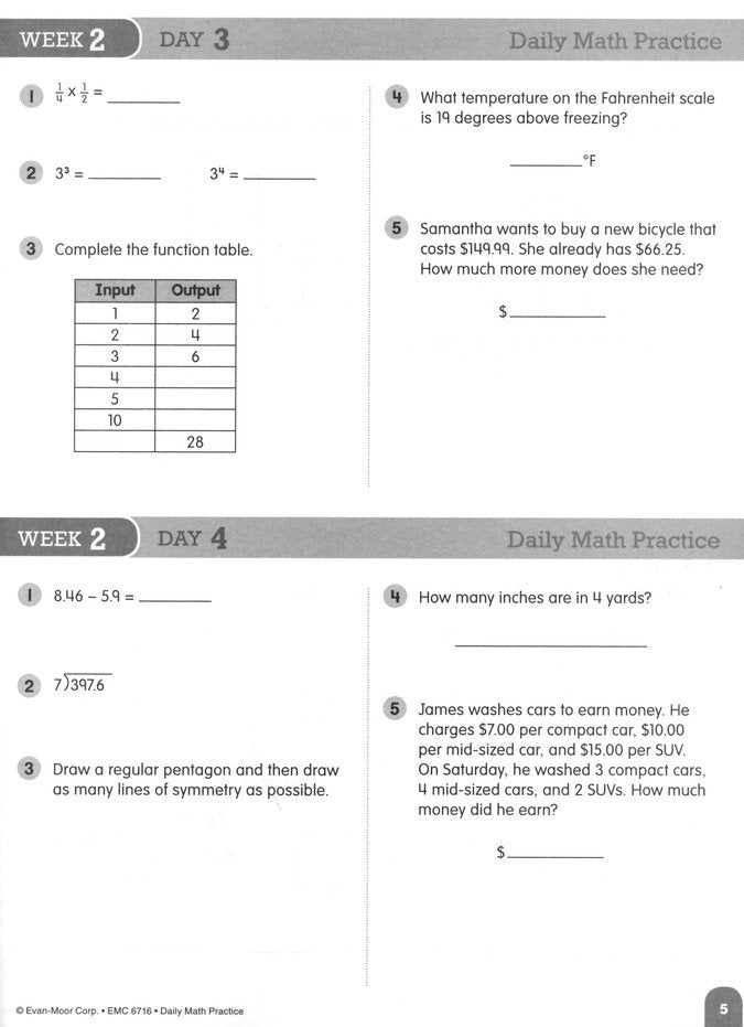 Daily Math Practice, Grade 6 Student Workbook