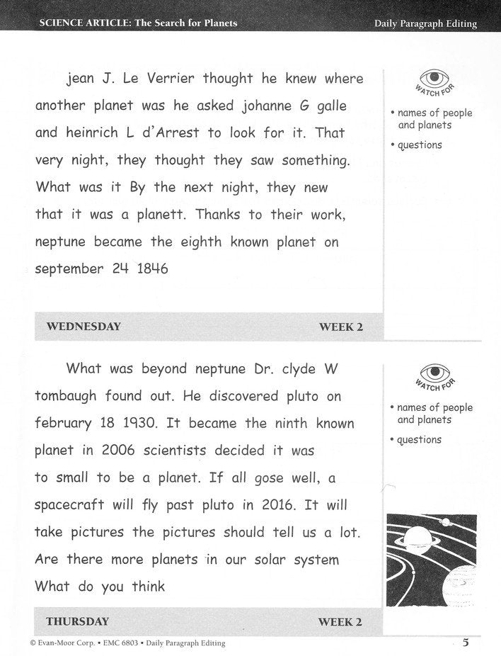 Daily Paragraph Editing, Grade 3 Student Workbook