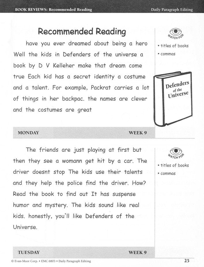 Daily Paragraph Editing, Grade 3 Student Workbook