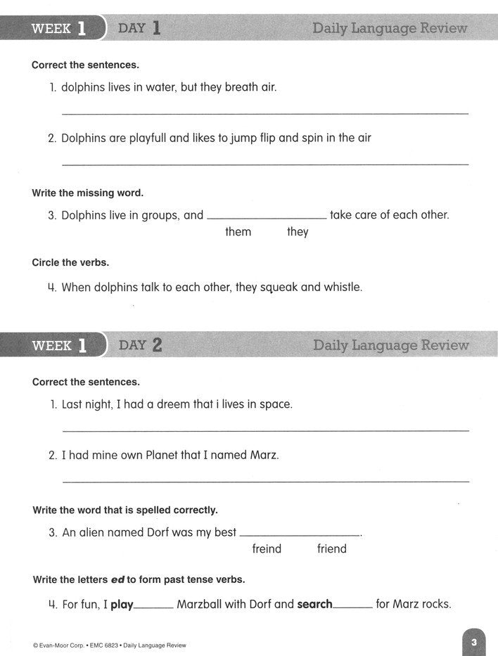 Daily Language Review, Grade 3 Student Workbook