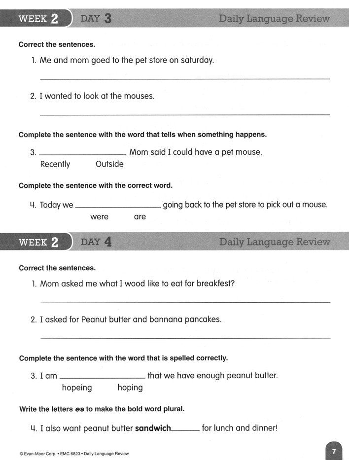 Daily Language Review, Grade 3 Student Workbook