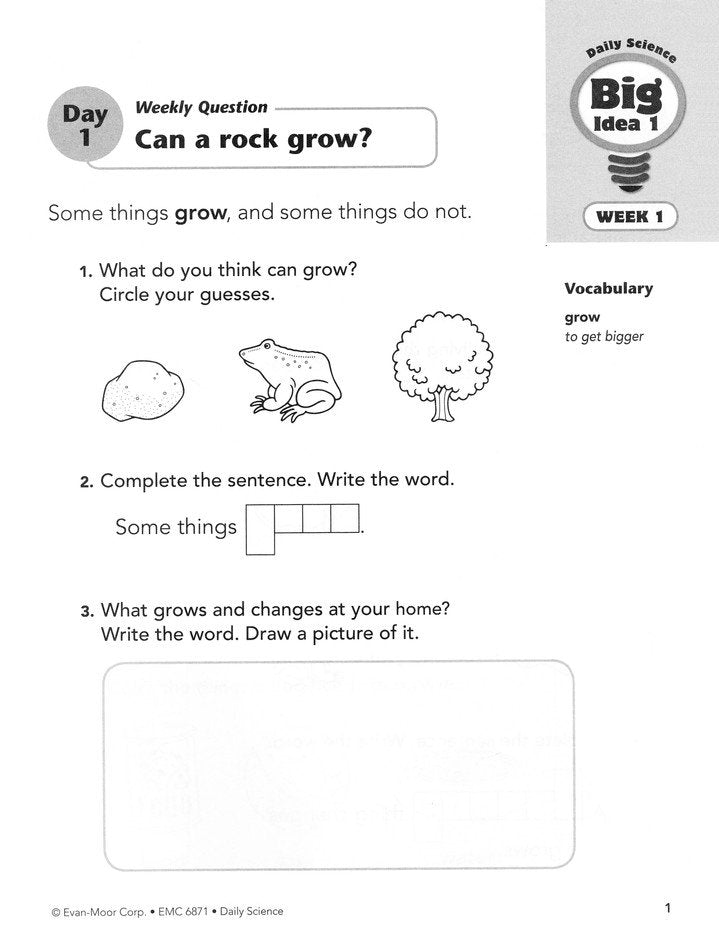 Daily Science, Grade 1 Student Workbook