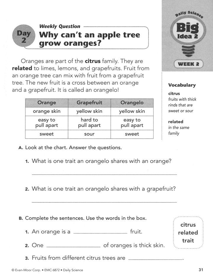 Daily Science, Grade 2 Student Workbook