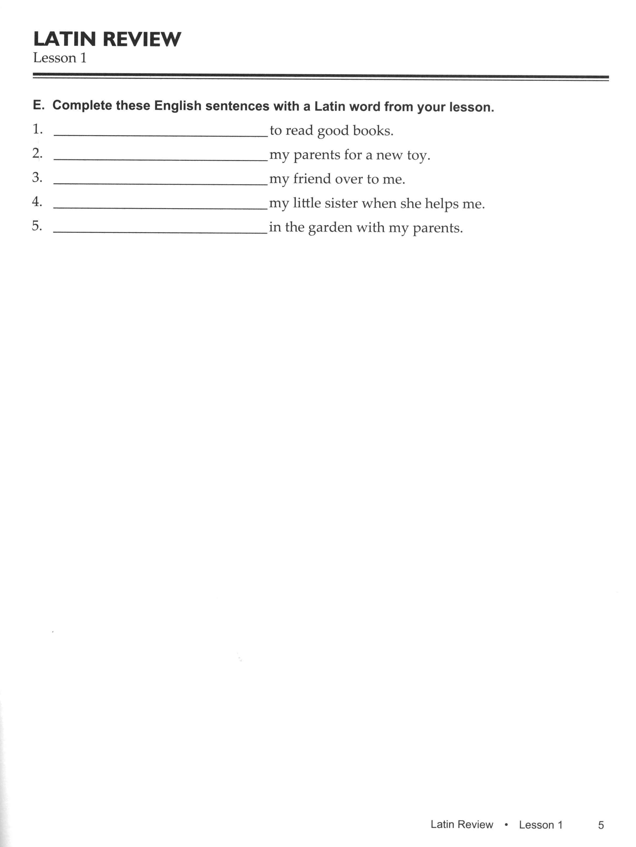 Grammar School Latin Review Worksheets (Charter Version)