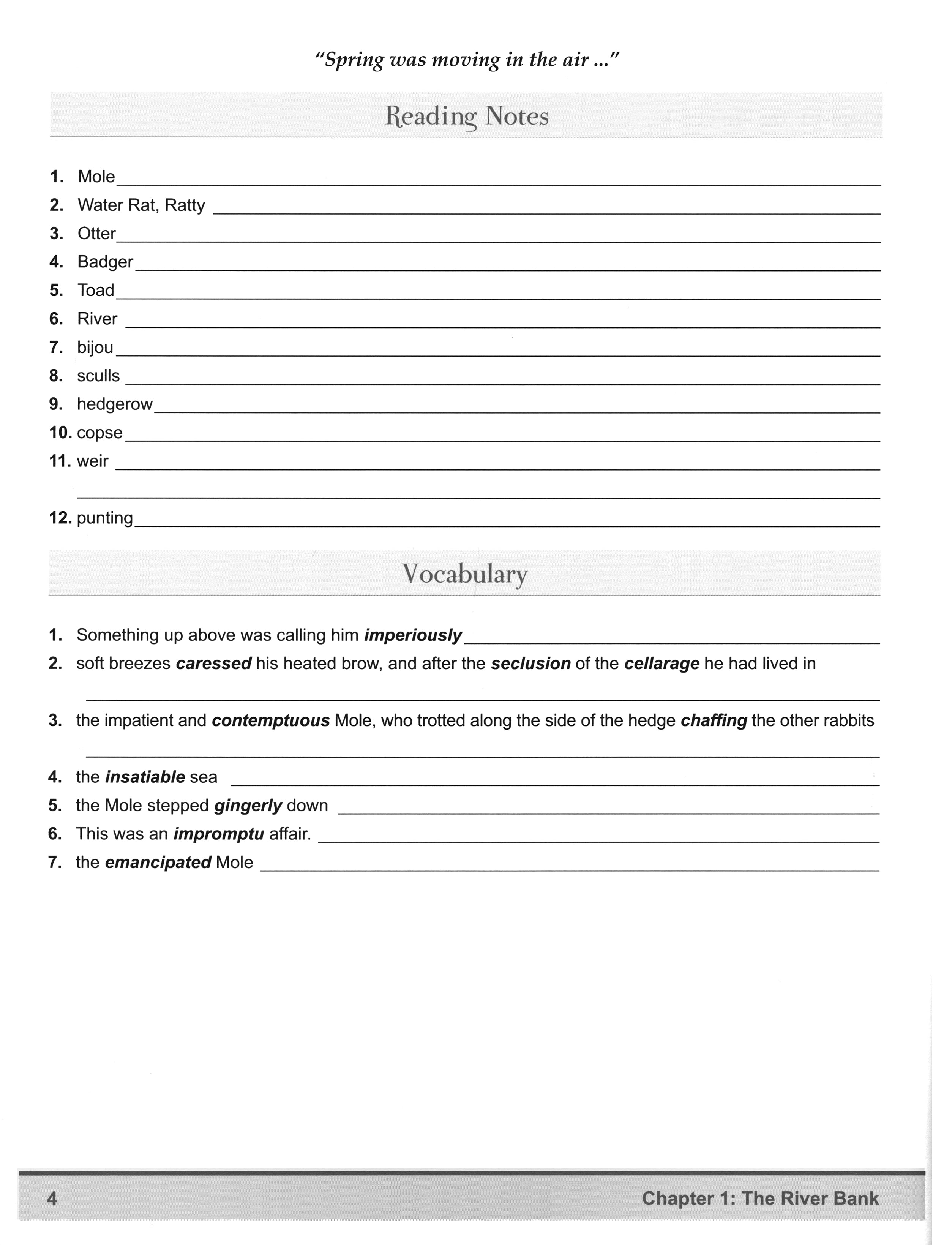 The Wind in the Willows Student Study Guide (Charter Version)