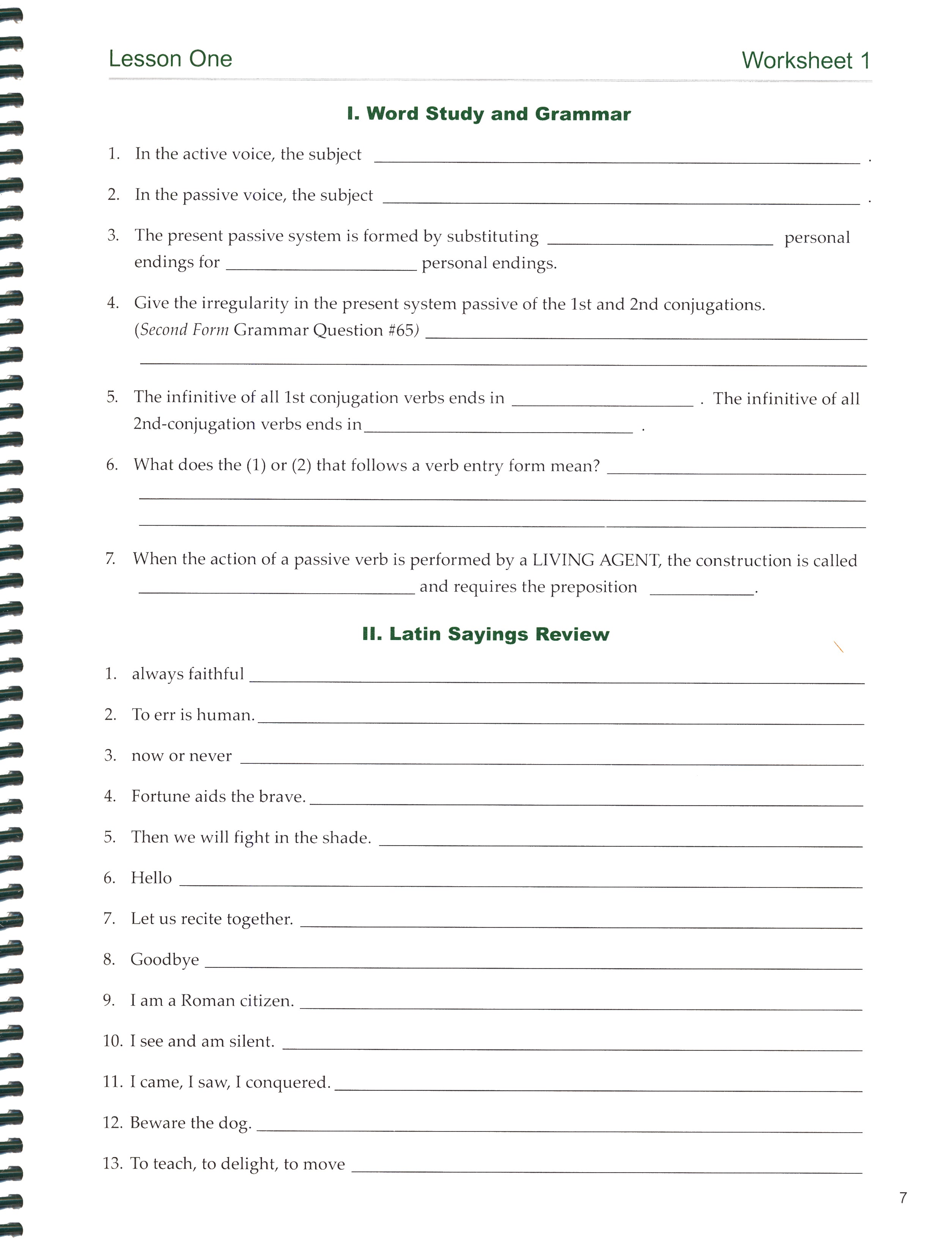 Third Form Latin Student Workbook (Charter Version)