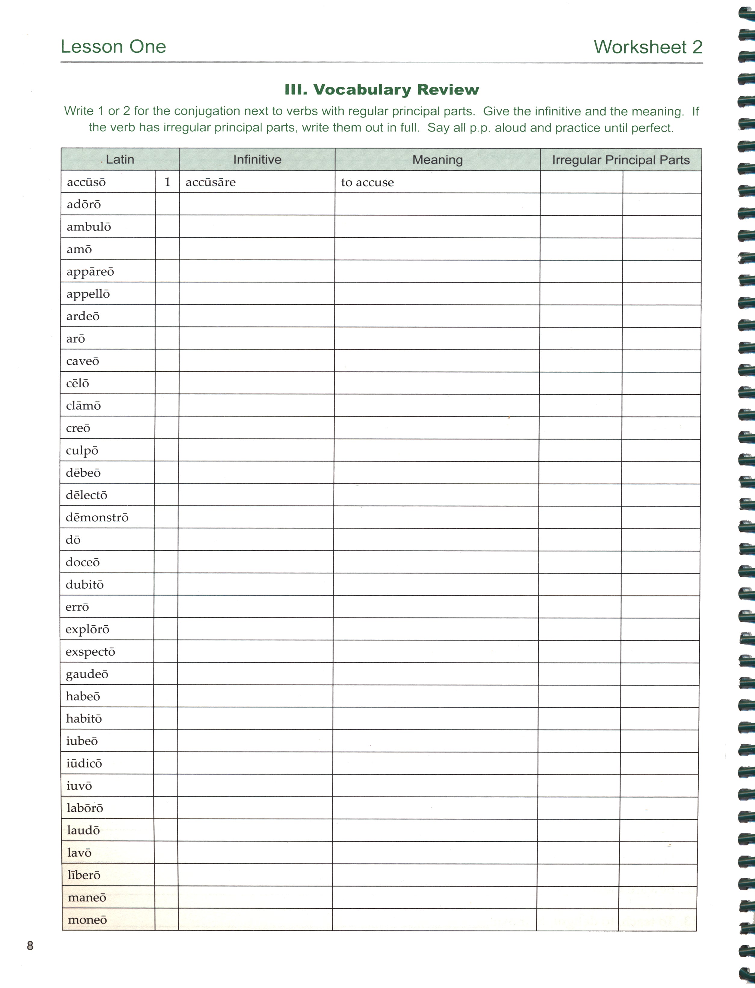 Third Form Latin Student Workbook (Charter Version)