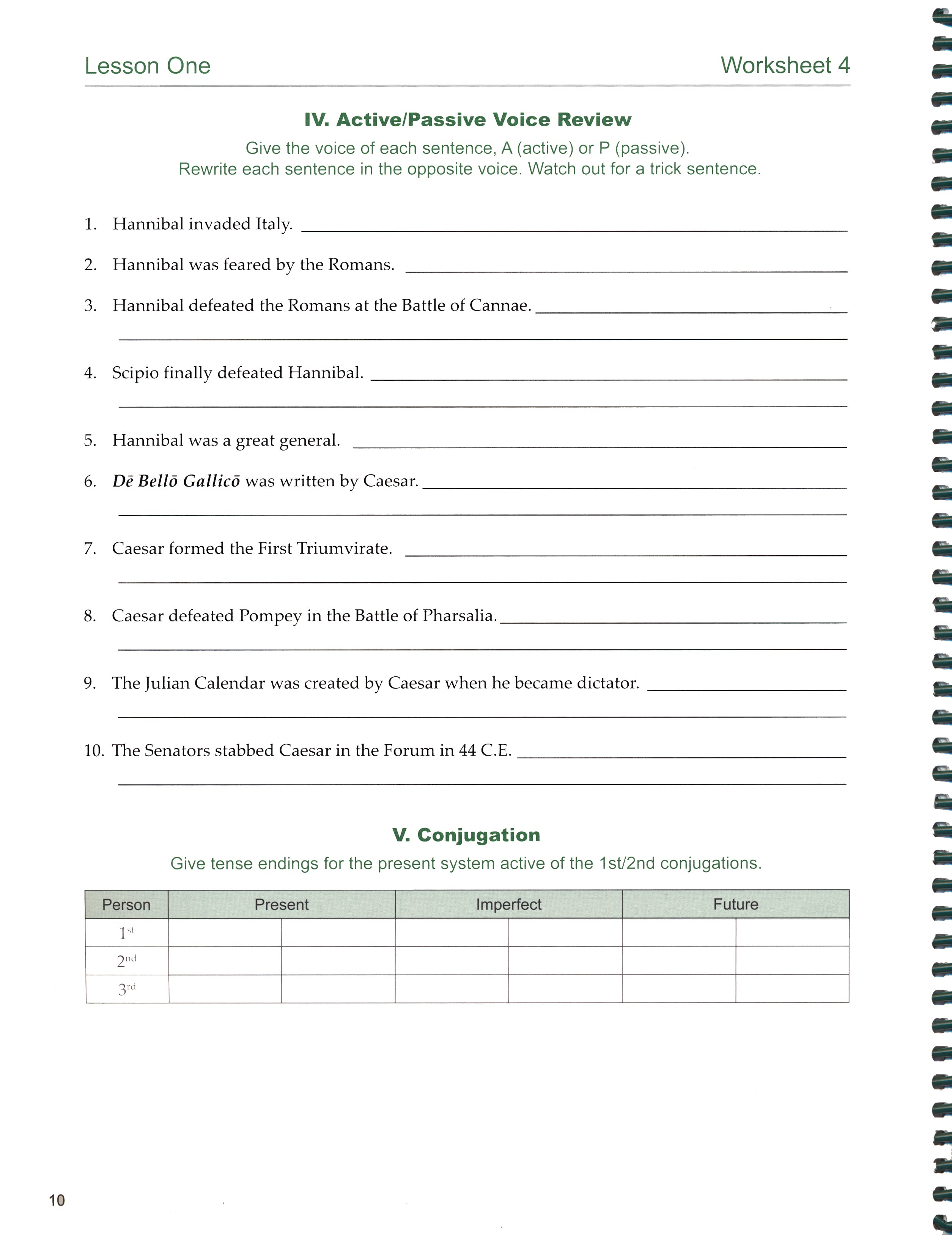 Third Form Latin Student Workbook (Charter Version)