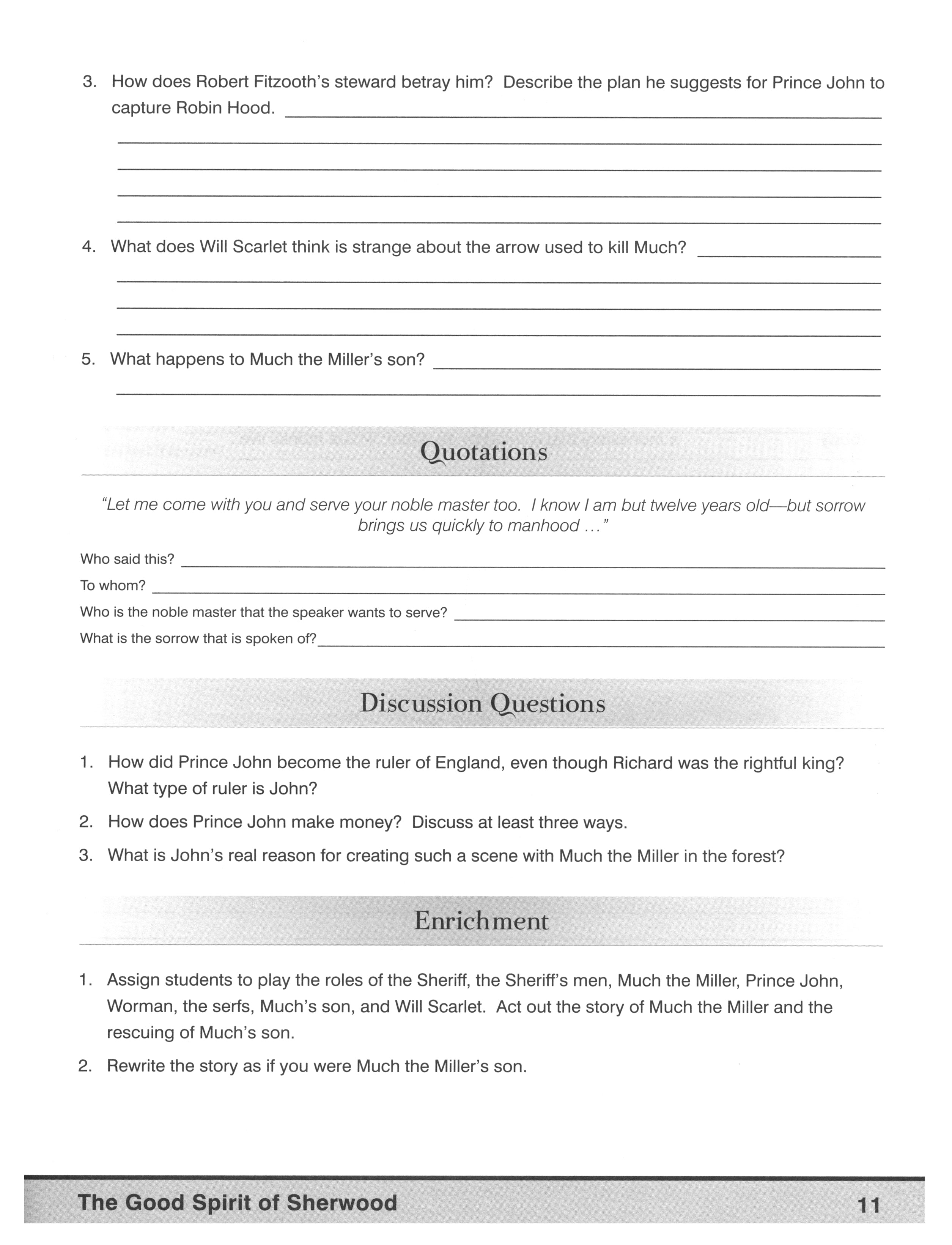 The Adventures of Robin Hood Student Study Guide (Charter Version)