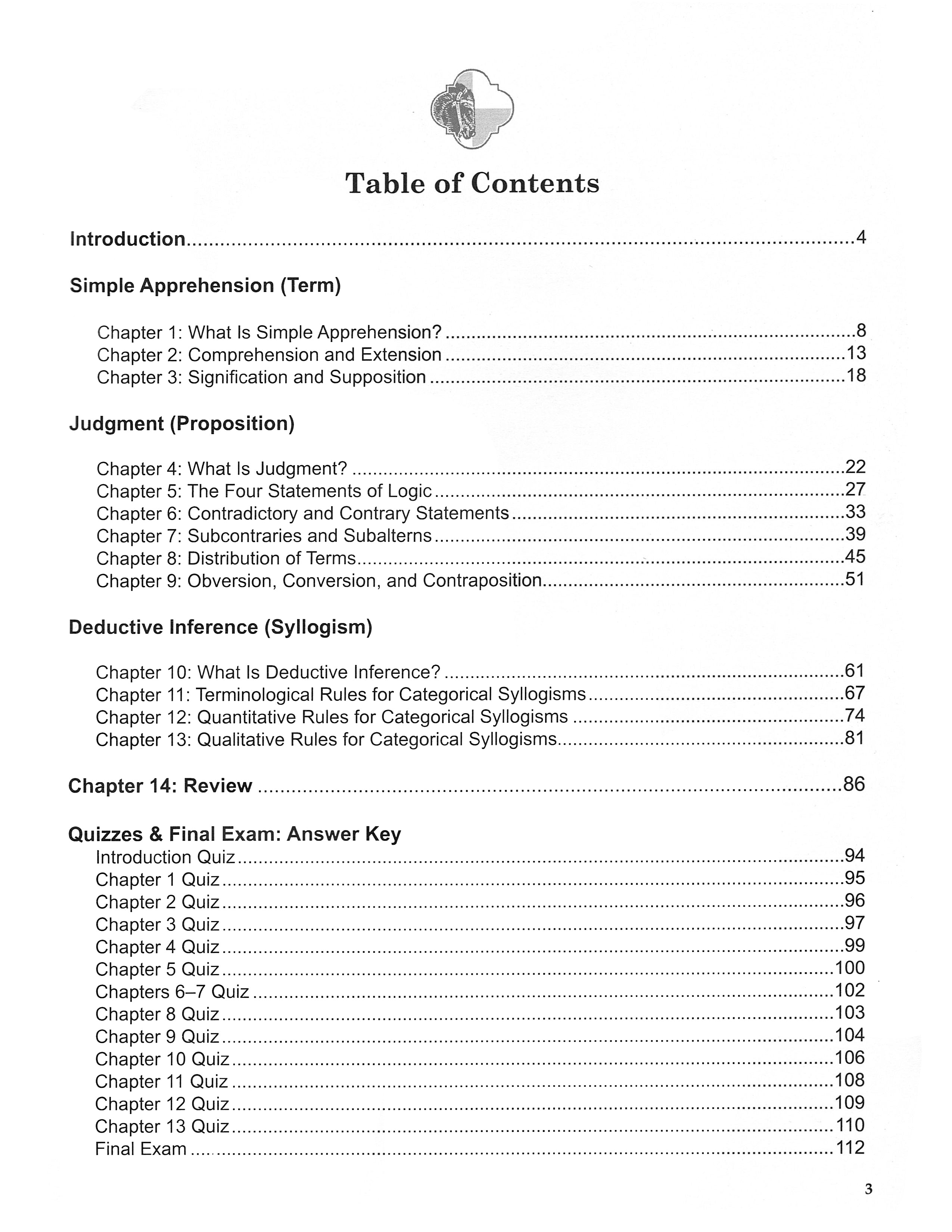 Traditional Logic 1 Teacher Key (2nd Edition; Charter Version)