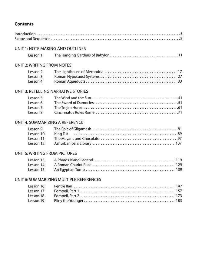 Ancient History-Based Writing Lessons Teacher/Student Combo (6th Edition)