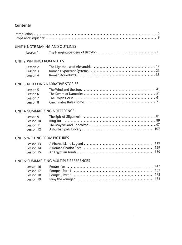 Ancient History-Based Writing Lessons Teacher/Student Combo (6th Edition)