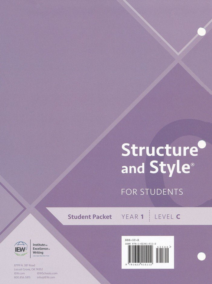 Structure and Style for Students: Year 1 Level C  Student Packet Only